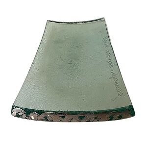 ANNIEGLASS Heavy Art Glass Vanity Trinket Tray 8”x4” Gold Rim Signed 313/33